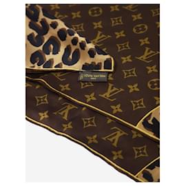 Louis Vuitton-Foulard en soie monogram marron-Marron