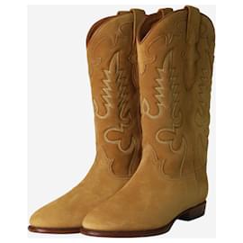 Autre Marque-Brown suede cowboy boots - size EU 38-Brown