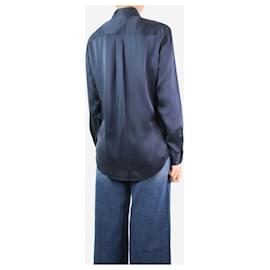 Equipment-Blue button-up satin silk shirt - size S-Blue