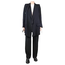 Ann Demeulemeester-Black belted blazer - size UK 10-Black