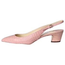 Jimmy Choo-Blush pink croc-embossed slingback shoes - size EU 39.5-Pink
