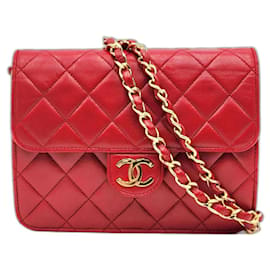 Chanel-Bolso de solapa mini clásico atemporal de Chanel-Roja