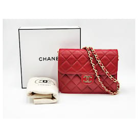 Chanel-Bolso de solapa mini clásico atemporal de Chanel-Roja