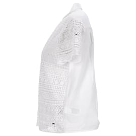 Tommy Hilfiger-Tommy Hilfiger Damen Tailliertes Kurzarmhemd aus weißem Polyester-Weiß