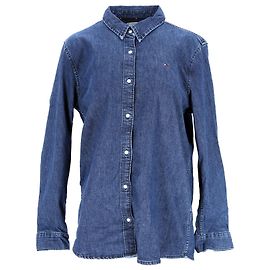 Tommy Hilfiger Camisa jeans feminina com ajuste relaxado Azul
