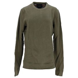 Tommy Hilfiger Herrenpullover aus Wabenstrick mit Rundhalsausschnitt Grün Olivgrün