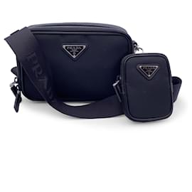 Prada-Black Re-Nylon and Saffiano Brique Messenger Bag-Black