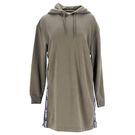 Tommy Hilfiger-Tommy Hilfiger Womens Long Sleeve Hoody Dress in Olive Green Cotton-Green,Olive green