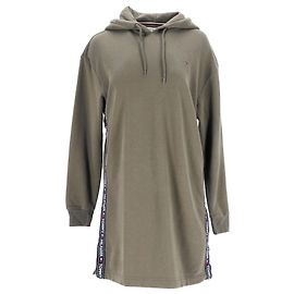 Vestido feminino Tommy Hilfiger de manga comprida com capuz em algodão verde oliva Verde Verde oliva