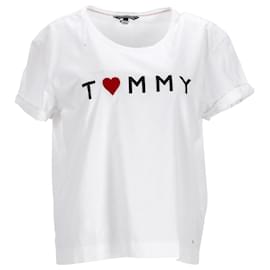 Tommy Hilfiger-Camiseta cómoda de manga corta para mujer-Blanco