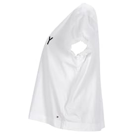 Tommy Hilfiger-T-shirt comoda da donna a maniche corte-Bianco