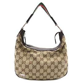 Gucci-Borsa a tracolla in tela Gucci GG Canvas Web Horsebit Hobo Bag 146000 In ottime condizioni-Altro