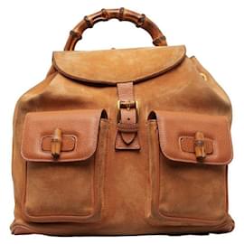 Gucci-Gucci Suede Bamboo Backpack  Suede Backpack 003.58.0016 in Fair condition-Other