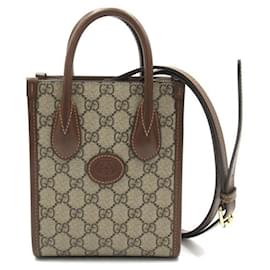 Gucci-Gucci GG Supreme Mini Tote Bag  Canvas Crossbody Bag 671623 in Good condition-Other