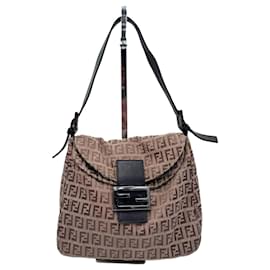 Fendi-Bolso de hombro Fendi Zucca Mamma Baguette-Castaño