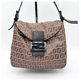 Fendi-Bolso de hombro Fendi Zucca Mamma Baguette-Castaño