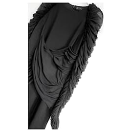 Versace-Vestido de manga de tul negro de Versace Resort 2017-Negro