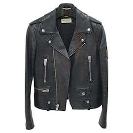 Yves Saint Laurent-Saint Laurent Black Leather Moto Jacket-Black