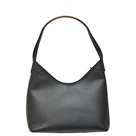 Gucci-Gucci Black Matte Leather Silver Handle Double Zipper Top handbag Shoulder bag-Black