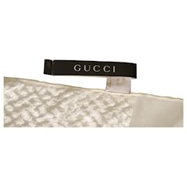 Gucci-Gucci Lightweight Silk and Viscose Long Velvet Cream Long Scarf-White