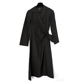 Louis Vuitton-Robe portefeuille en satin Louis Vuitton Resort 2008-Noir