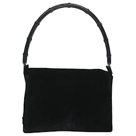 Gucci-GUCCI Bambú Bolso De Mano Ante Negro 001 3239 EP de autenticación3491-Negro