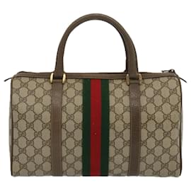 Gucci-GUCCI GG Supreme Web Sherry Line Boston Tasche Beige Rot 24 02 007 Auth yk10839-Rot,Beige