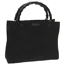 Gucci-GUCCI Bamboo Hand Bag Canvas Black 002 1016 Auth ep3520-Black