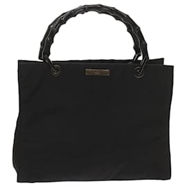 Gucci-Bolsa de mão de bambu GUCCI em lona preta 002 1016 Ep de autenticação3520-Preto