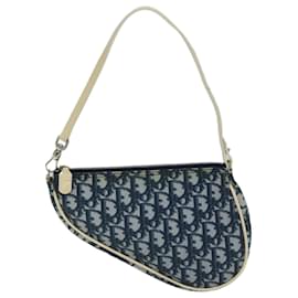 Christian Dior-Christian Dior Trotter Canvas Saddle Pouch Accessory Pouch Navy Auth yk10773-Navy blue