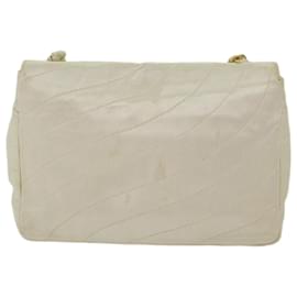 Chanel-CHANEL Chain Shoulder Bag Silk Cream CC Auth 67175A-Cream