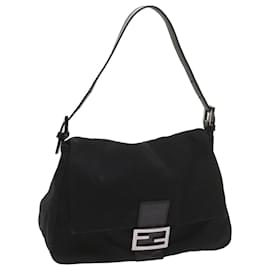 Fendi-FENDI Mamma Baguette Shoulder Bag Nylon Black 2321 26325 079 Auth ep3515-Black