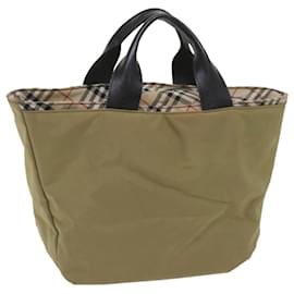 Burberry-BURBERRY Nova Check Borsa a mano Nylon Khaki Auth bs12387-Cachi