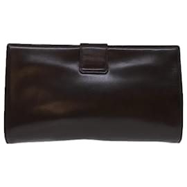 Givenchy-GIVENCHY Clutch Bag Couro Marrom Auth bs12406-Marrom