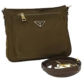 Prada-PRADA Shoulder Bag Nylon Brown Auth ki4126-Brown