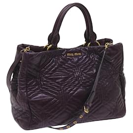 Miu Miu-Miu Miu Hand Bag Leather 2way Purple Auth bs12357-Purple