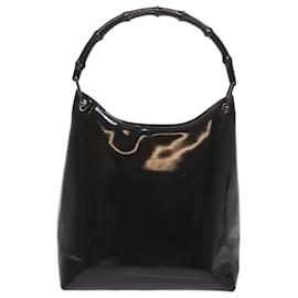 Gucci-GUCCI Bamboo Hand Bag Leather Black Auth ep3537-Black