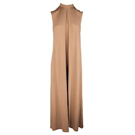 Valentino-Valentino Long Jumpsuit with Cape-Beige