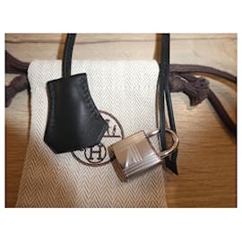 Hermès-campanilla, tirador y candado Hermès nuevos para bolso Hermès con funda protectora-Negro