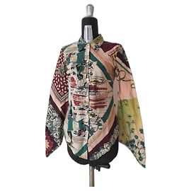 Jean Paul Gaultier Blusa camisera estampada abstracta de algodón JPG Jean's Paul Gaultier de París. Multicolor