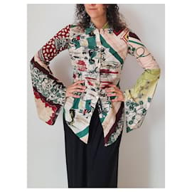 Jean Paul Gaultier-JPG Jean's Paul Gaultier cotton abstract Paris printed shirt blouse camisole-Multiple colors