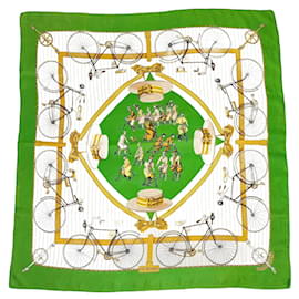 Hermès-Hermès Les Becanes 1973 pañuelo de seda-Verde