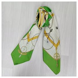 Hermès-Hermès Les Becanes 1973 silk scarf-Green