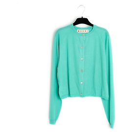 Marni FR40 Cardigan aus leichtem Kaschmir in Lagunengrün, US10. Grün