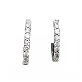inconnue-Pair of small white gold hoops, diamants.-Other