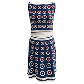 Autre Marque-ALAÏA Red / White / Blue Top and Skirt Set-Navy blue