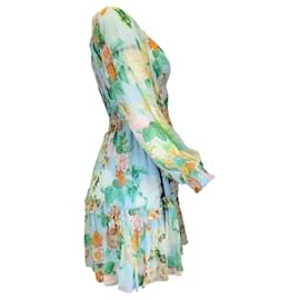 Autre Marque-Cara Cara Vestido Lydia de seda con estampado Multi Dew Cornucopia en azul claro-Multicolor