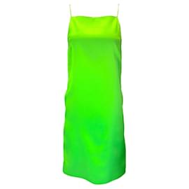 Autre Marque-Robe débardeur en satin vert fluo Kwaidan Editions-Vert