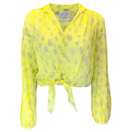 Autre Marque-Forte Forte Yellow / Silver Metallic Sky of Stars Knotted Top-Yellow