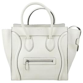 Céline-Celine Mini bolsa de bagagem em couro branco-Bege